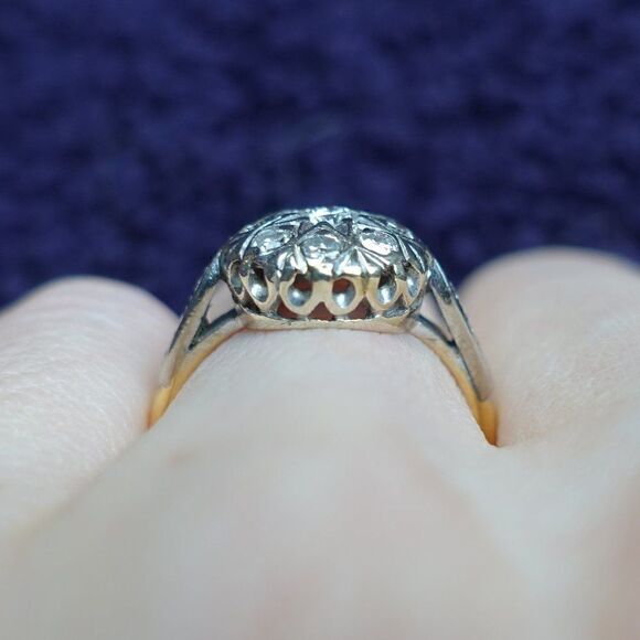 star engagement ring platinum and 18k yellow gold - Picture 4 of 6